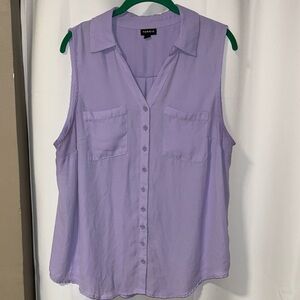 Torrid Lavender Button-Up Sleeveless Blouse